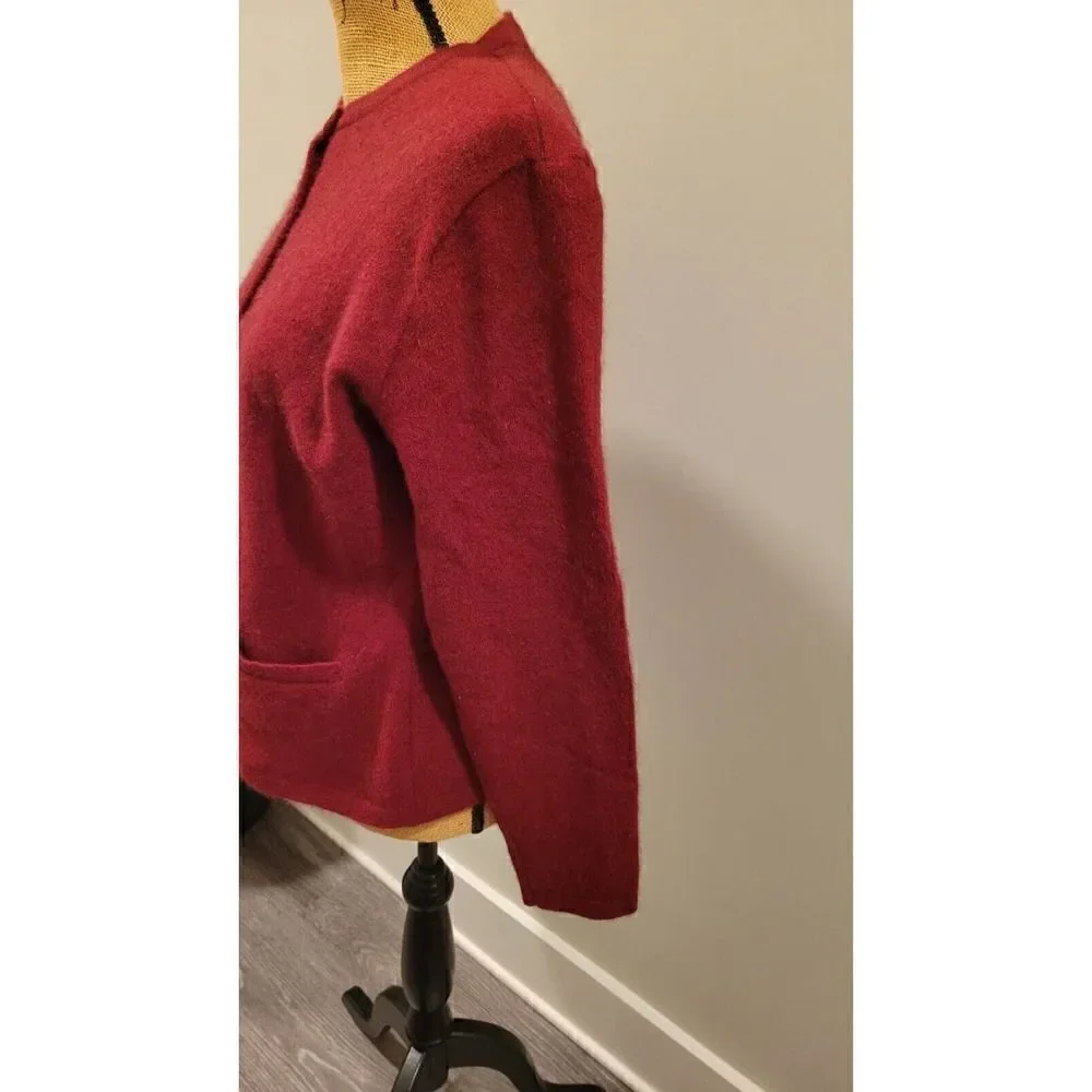 Possumdown Button Down Sweater Cardigan Merino Wool Burgundy Red Sz Large